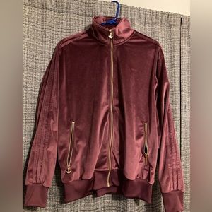 Adidas Velour Track Jacket in Merlot color, size XL